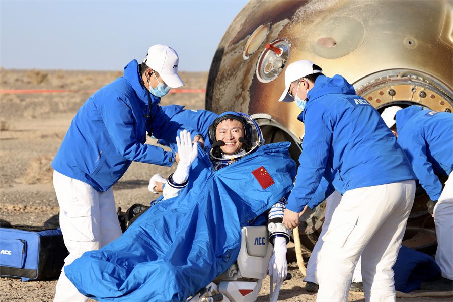 Taikonaut Gui Haichao after being recovered from the Shenzhou 16 return capsule.