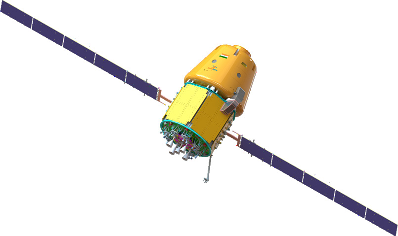 A render of Gaganyaan in its orbital flight configuration.