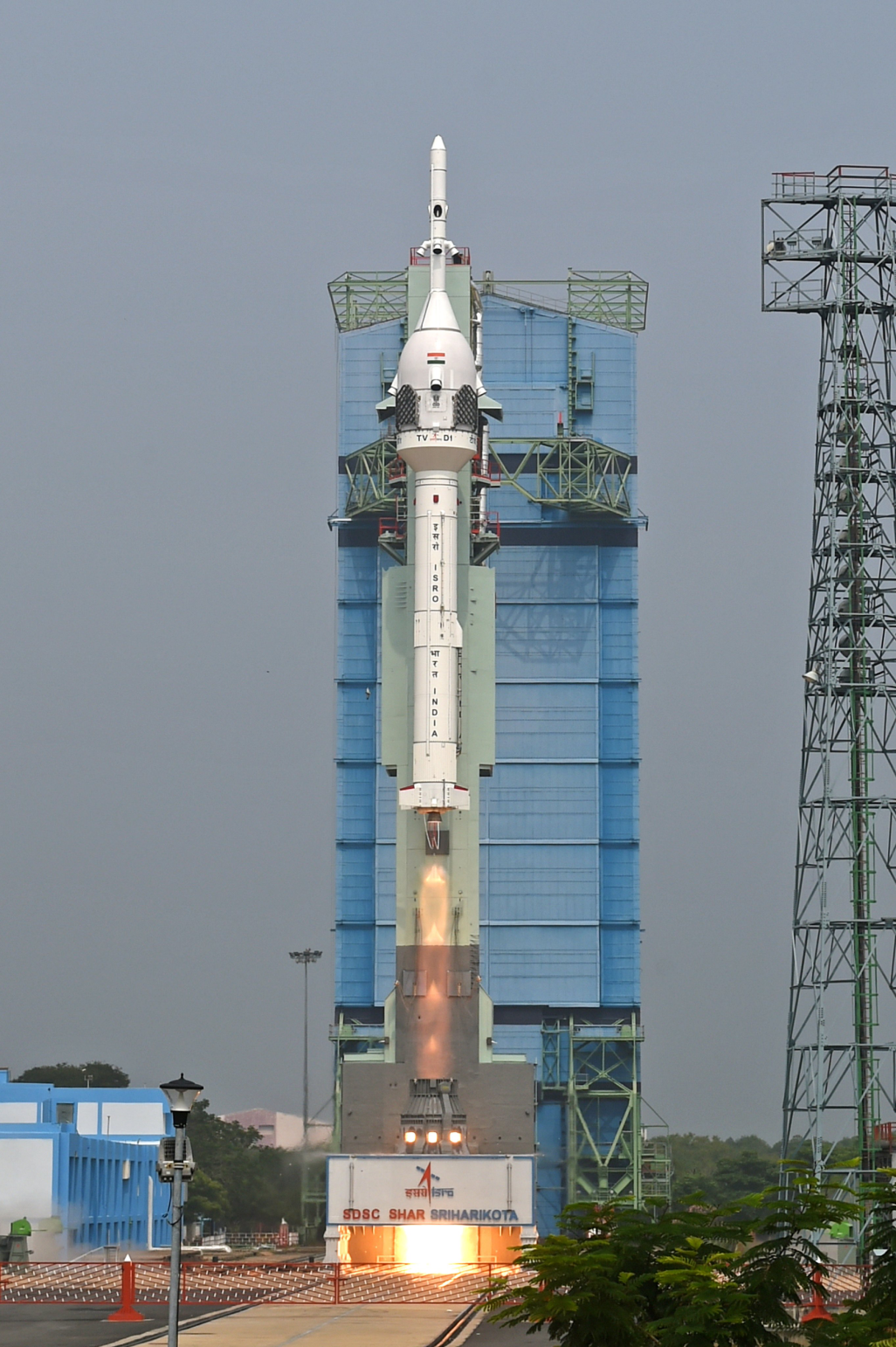 Gaganyaan TV-D1 lifting off from Satish Dhawan Space Center.