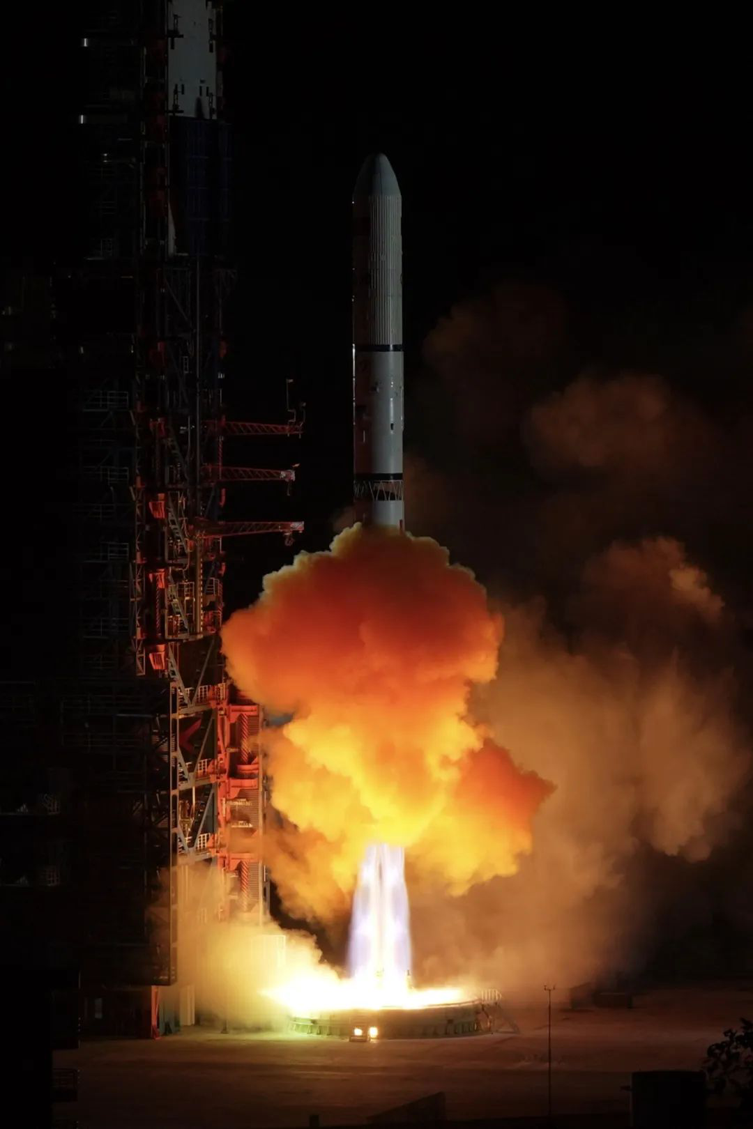 Long March 2D lifting off from its launch pad at Xichang Satellite Launch Center.