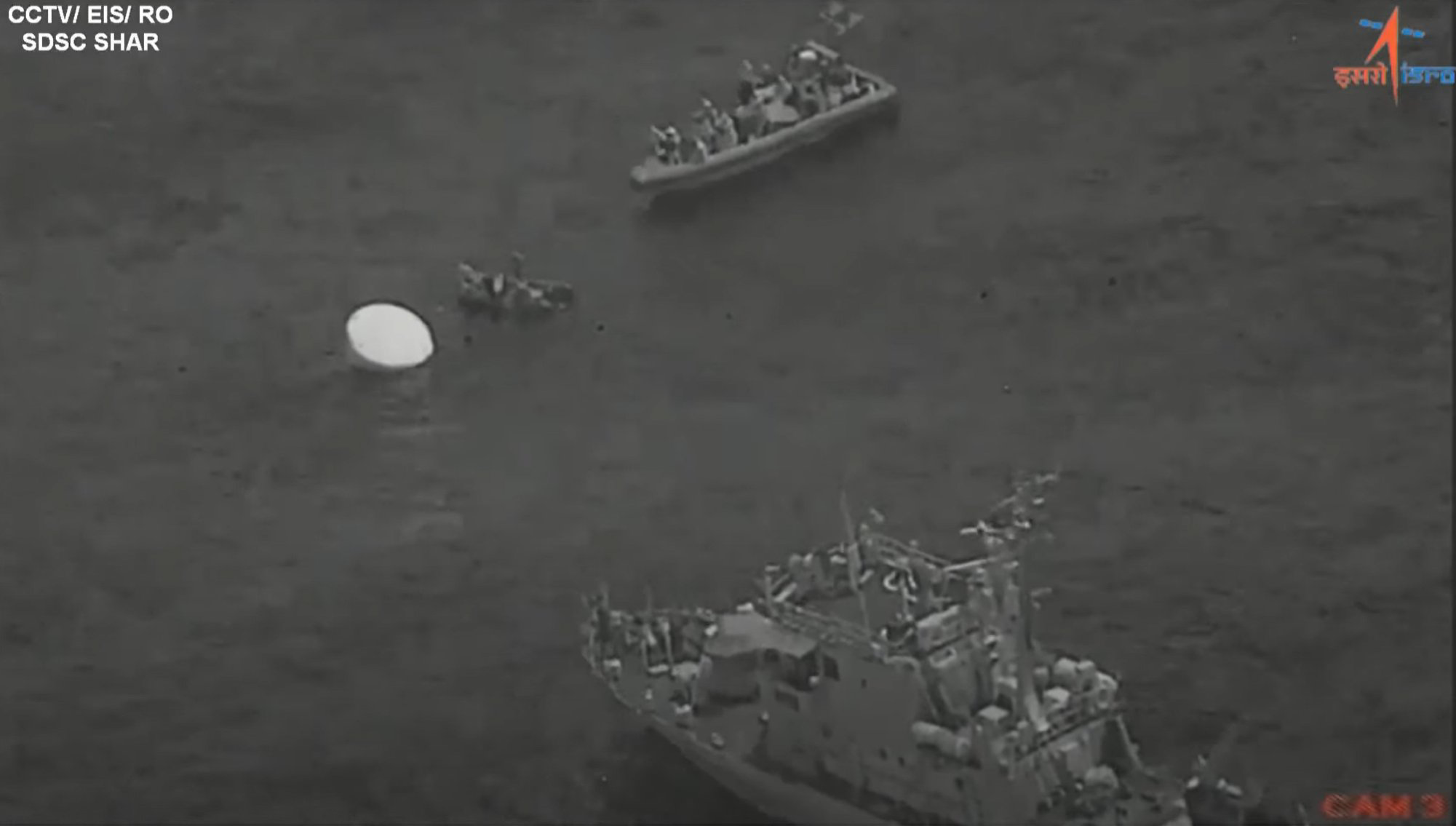 Gaganyaan splashed down with recovery ships securing the capsule.