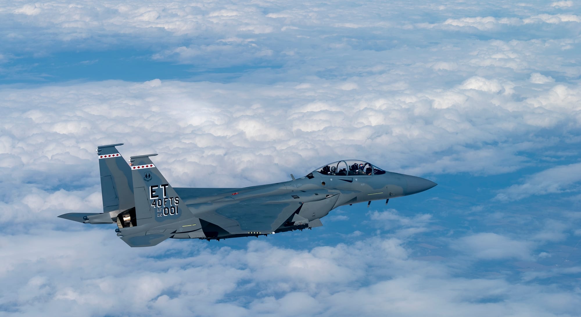 F-15EX during flight to Eglin Air Force Base, Florida.