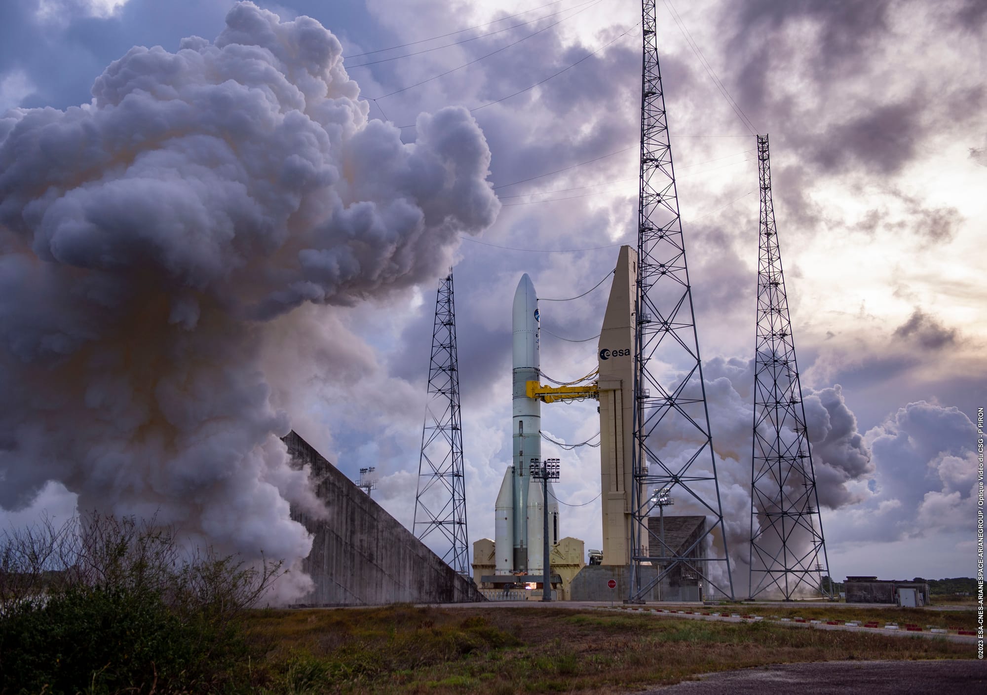 Ariane 6 during its hot fire test. ©ESA