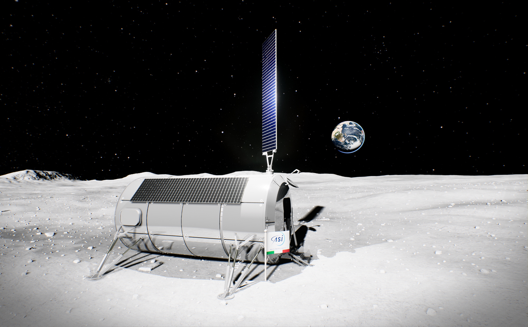 A render of the Multi-Purpose Habitat on the Lunar surface. ©Thales Alenia Space