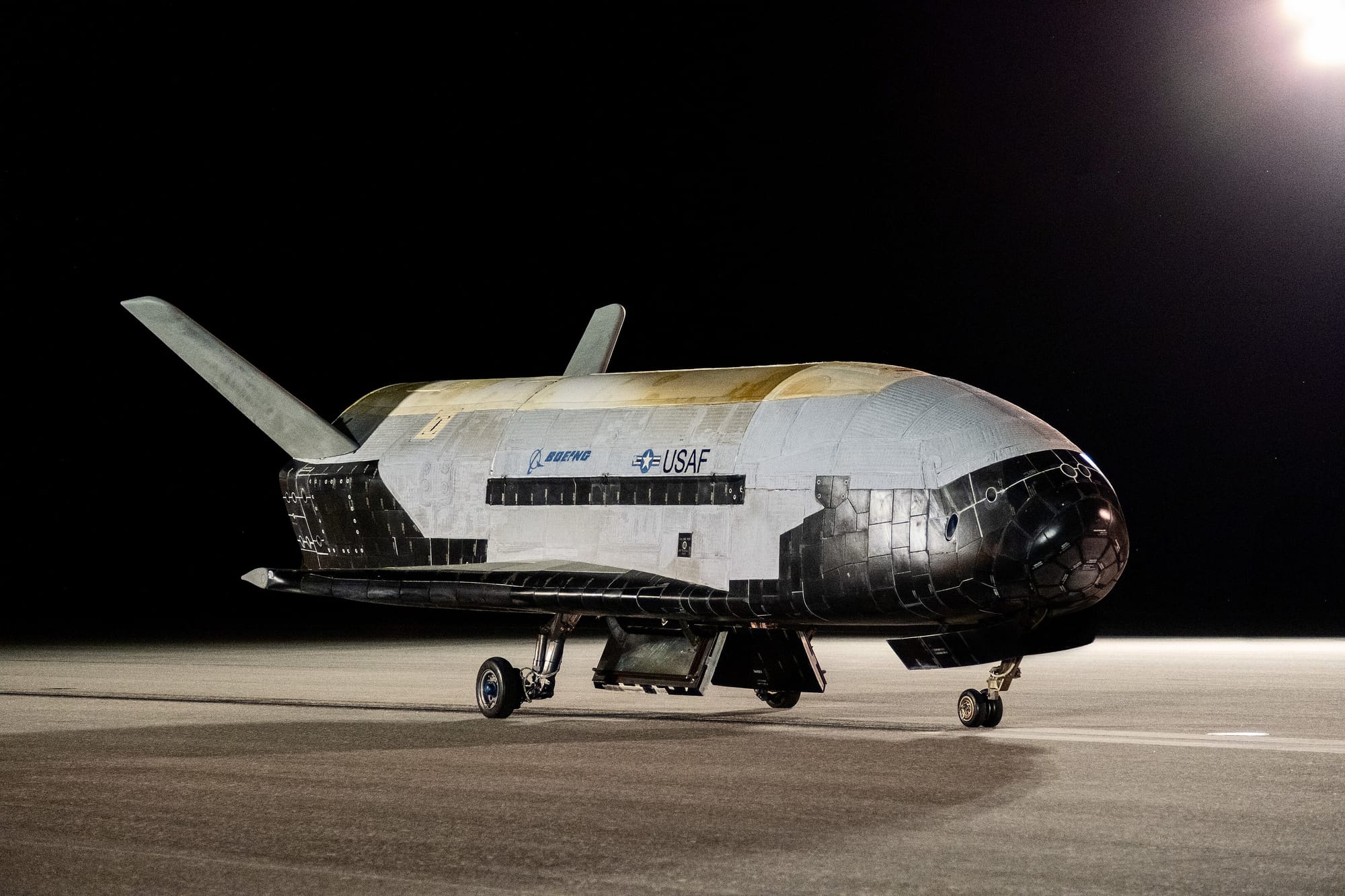 X-37B Vehicle 1 on the runway at Kennedy Space Center on the 12th of November 2022 after the OTV-6 mission. ©USSF