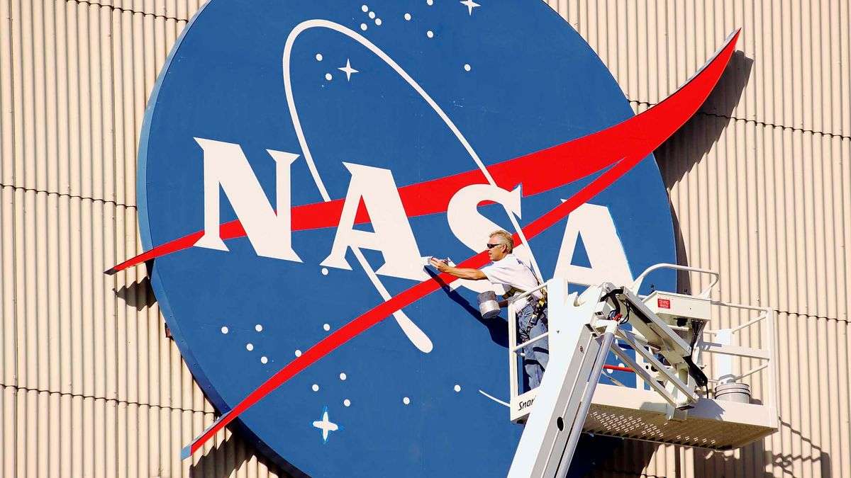 NASA's 'meatball' logo undergoing maintenance.