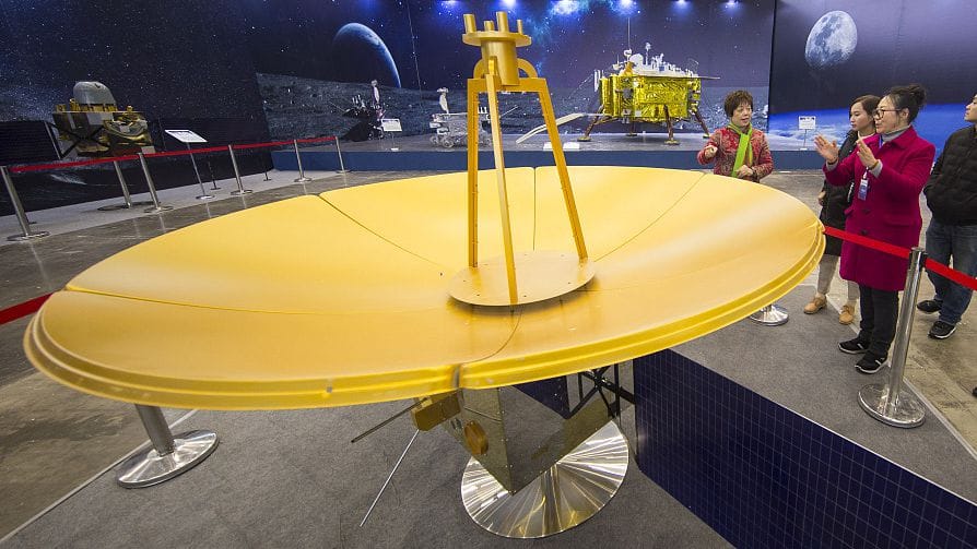A model of the Queqiao relay satellite on display. ©VCG Photo