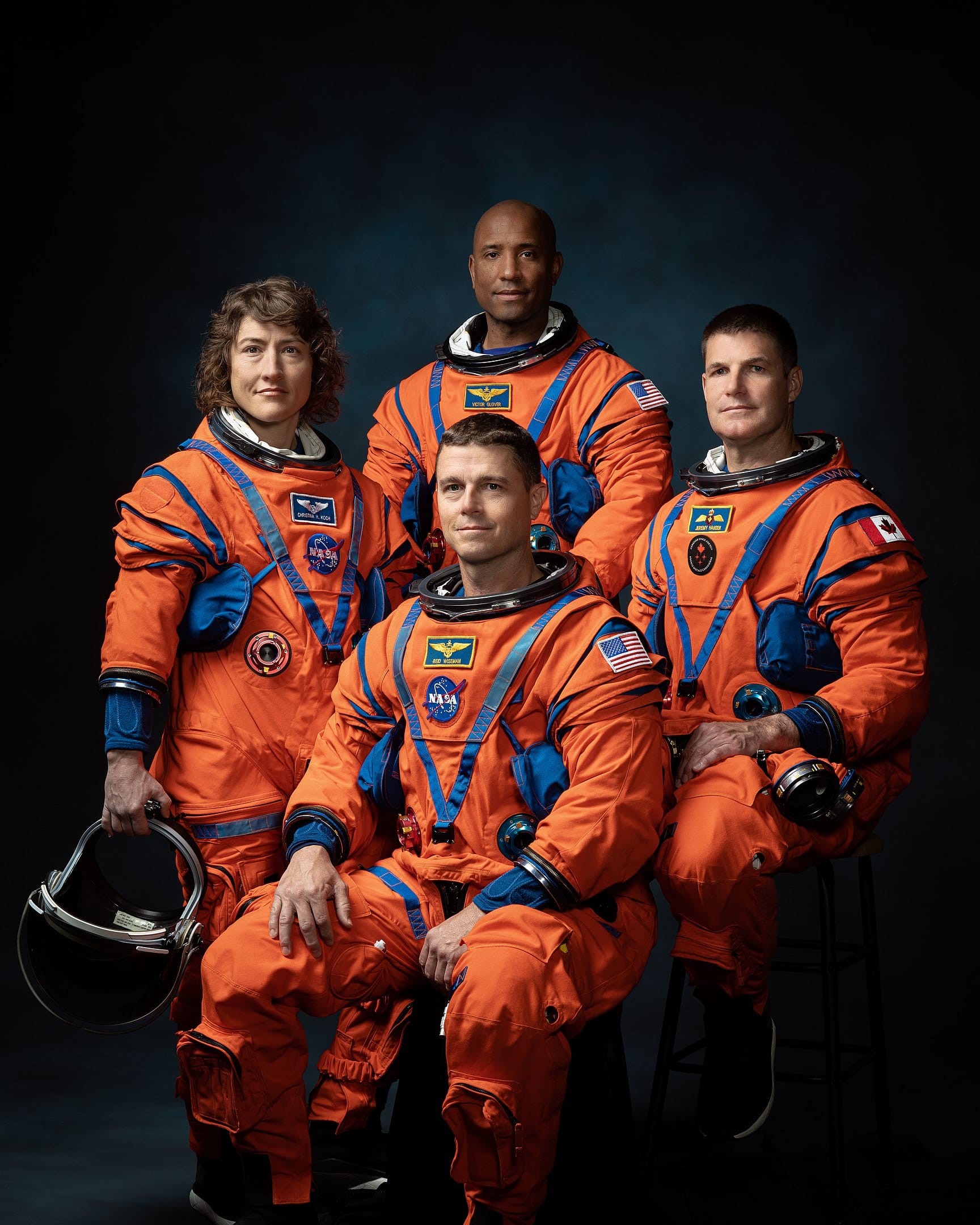 NASA Artemis 2 astronauts Reid Wiseman, Victor Glover, and Christina Hammock Koch, and CSA astronaut Jeremy Hansen ©NASA Johnson