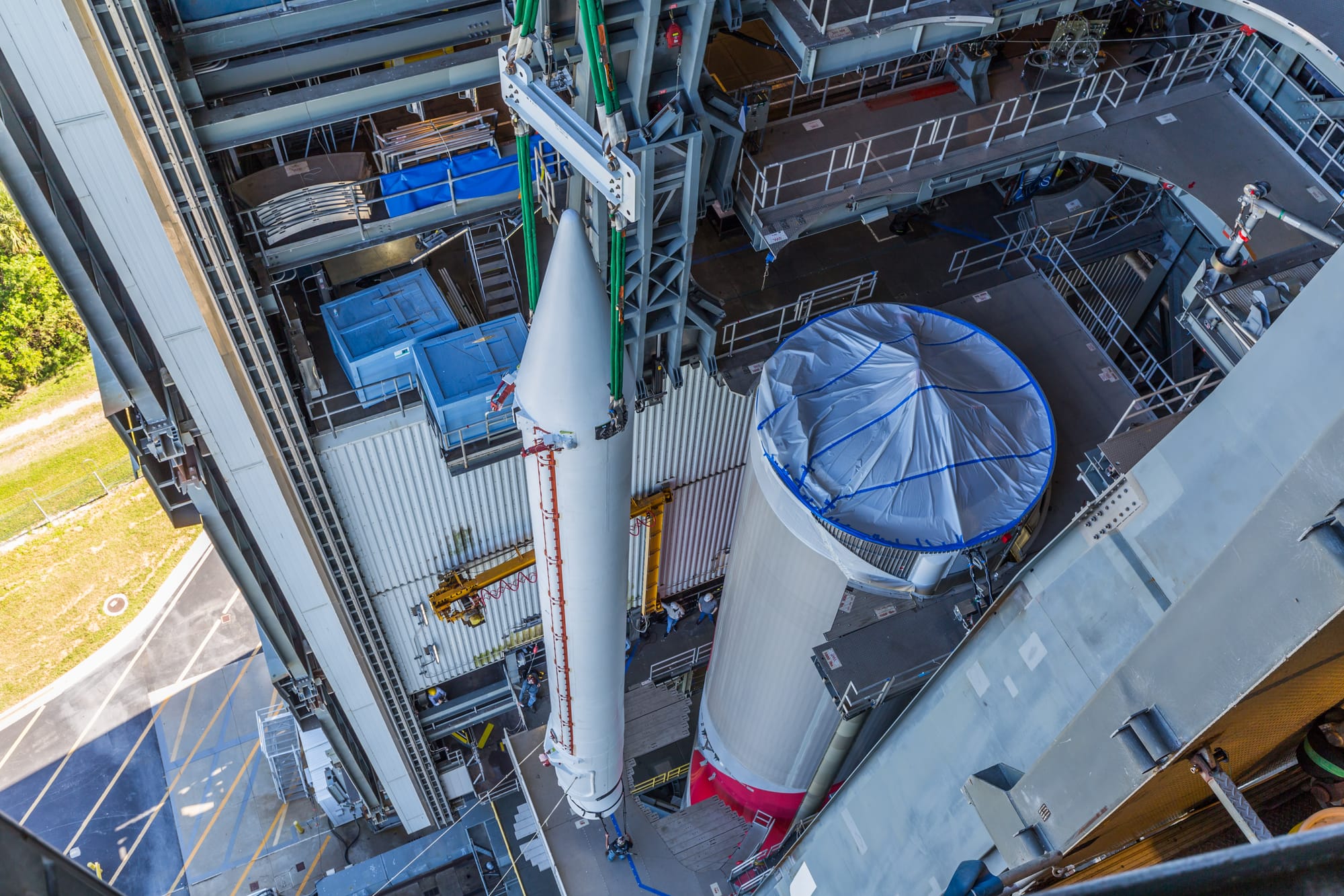 A GEM-63XL solid rocket booster being integrated for Vulcan-Centaur's first flight. ©United Launch Alliance