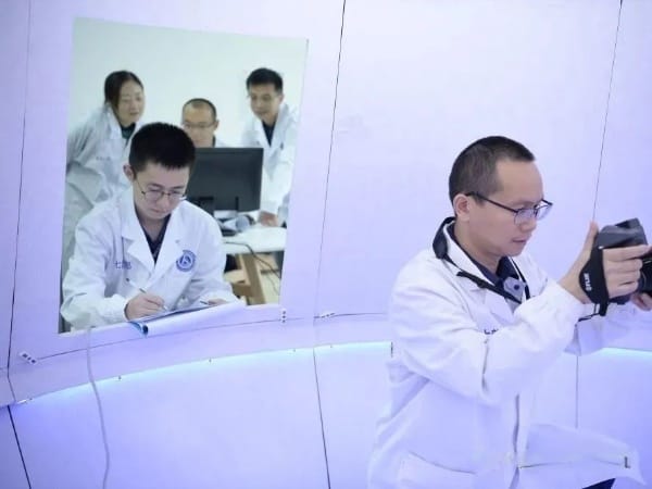 Engineers performing tests on materials for the 'next-generation crewed spacecraft'. ©China Academy of Space Technology