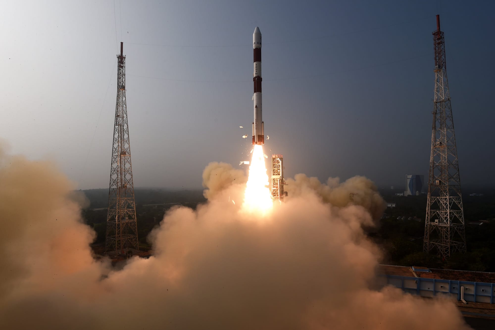 PSLV-DL lifting off from its launch pad at the Satish Dhawan Space Center. ©ISRO