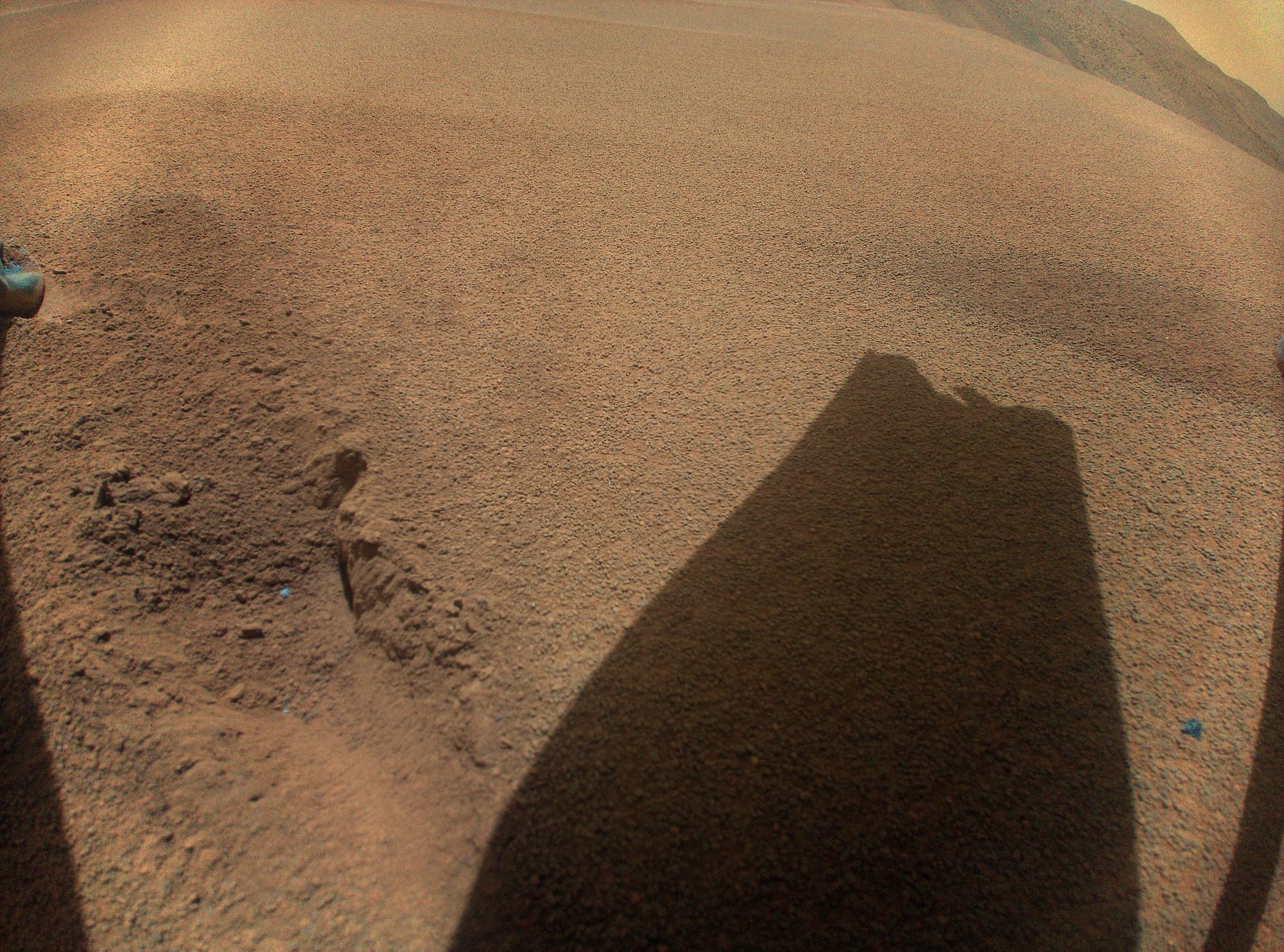 A view of Ingenuity's broken blade shadow on the 18th of January 2024. ©NASA/JPL-Caltech