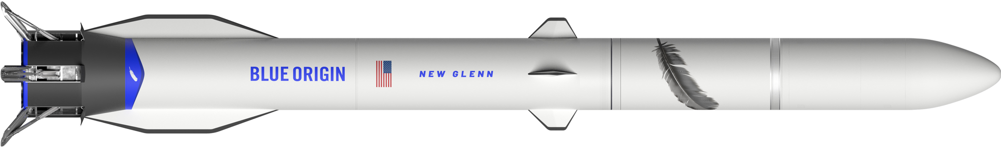 A render of New Glenn with its landing legs deployed. ©Blue Origin