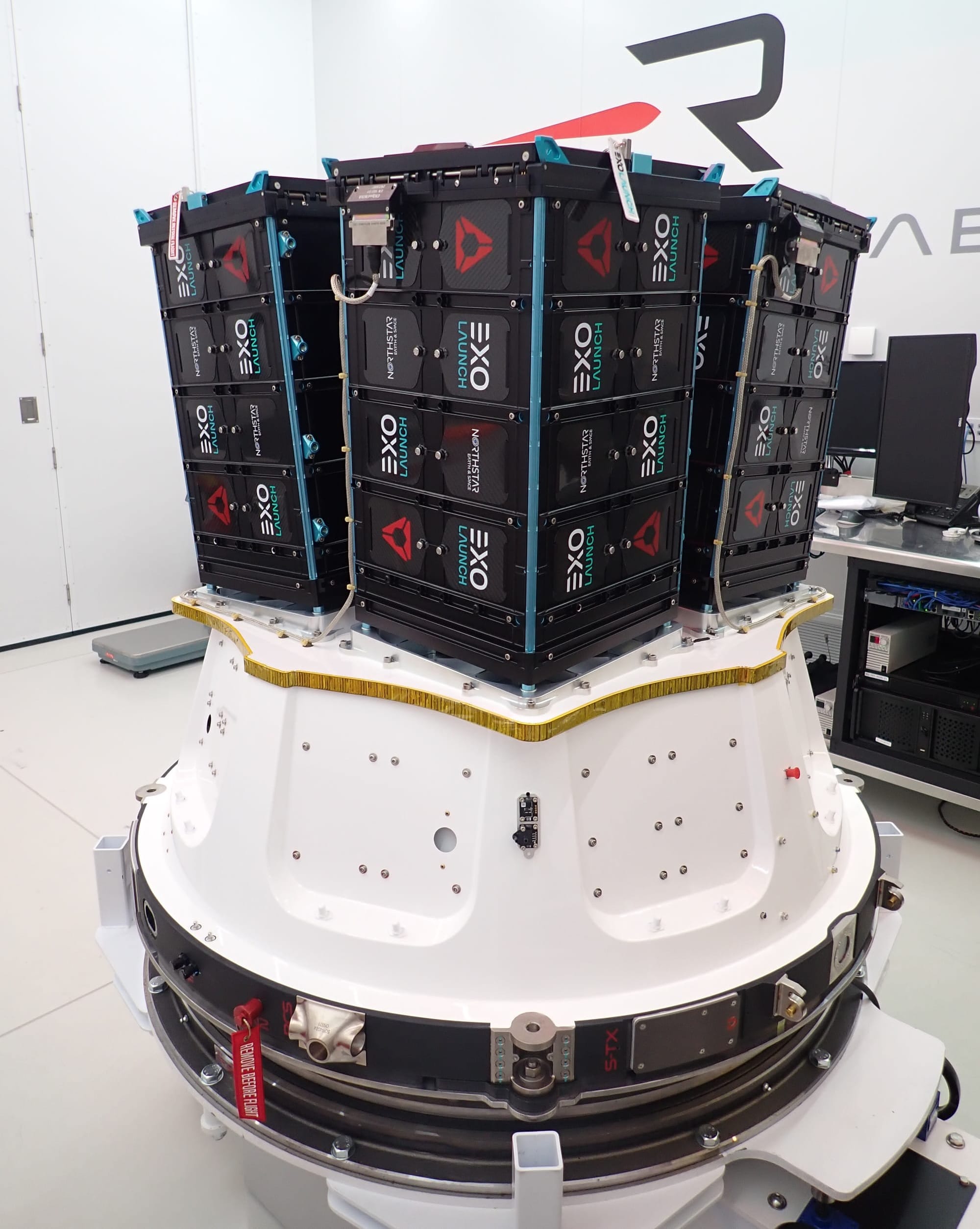 NorthStar's four satellites attached to rocket labs kick-stage. ©Rocket Lab