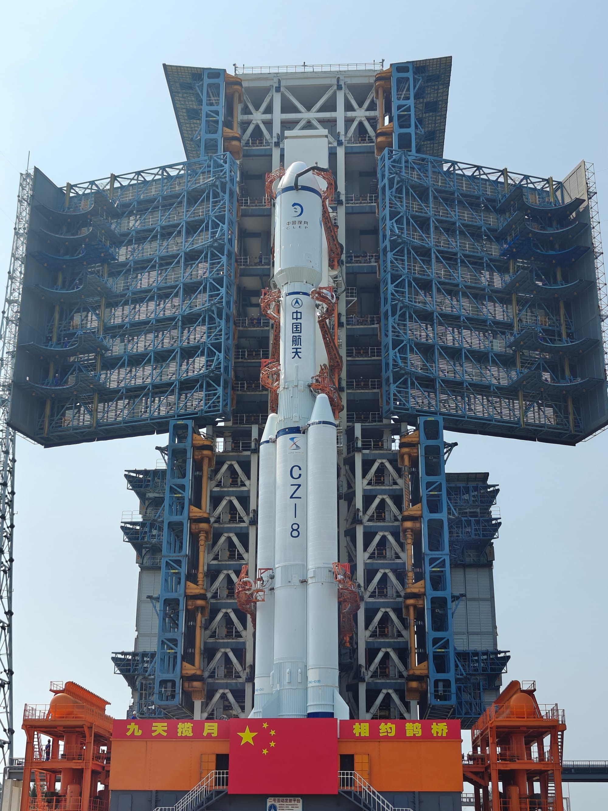 The Long March 8 Y3 vehicle at its Launch Complex 2 at the Wenchang Space Launch Site.