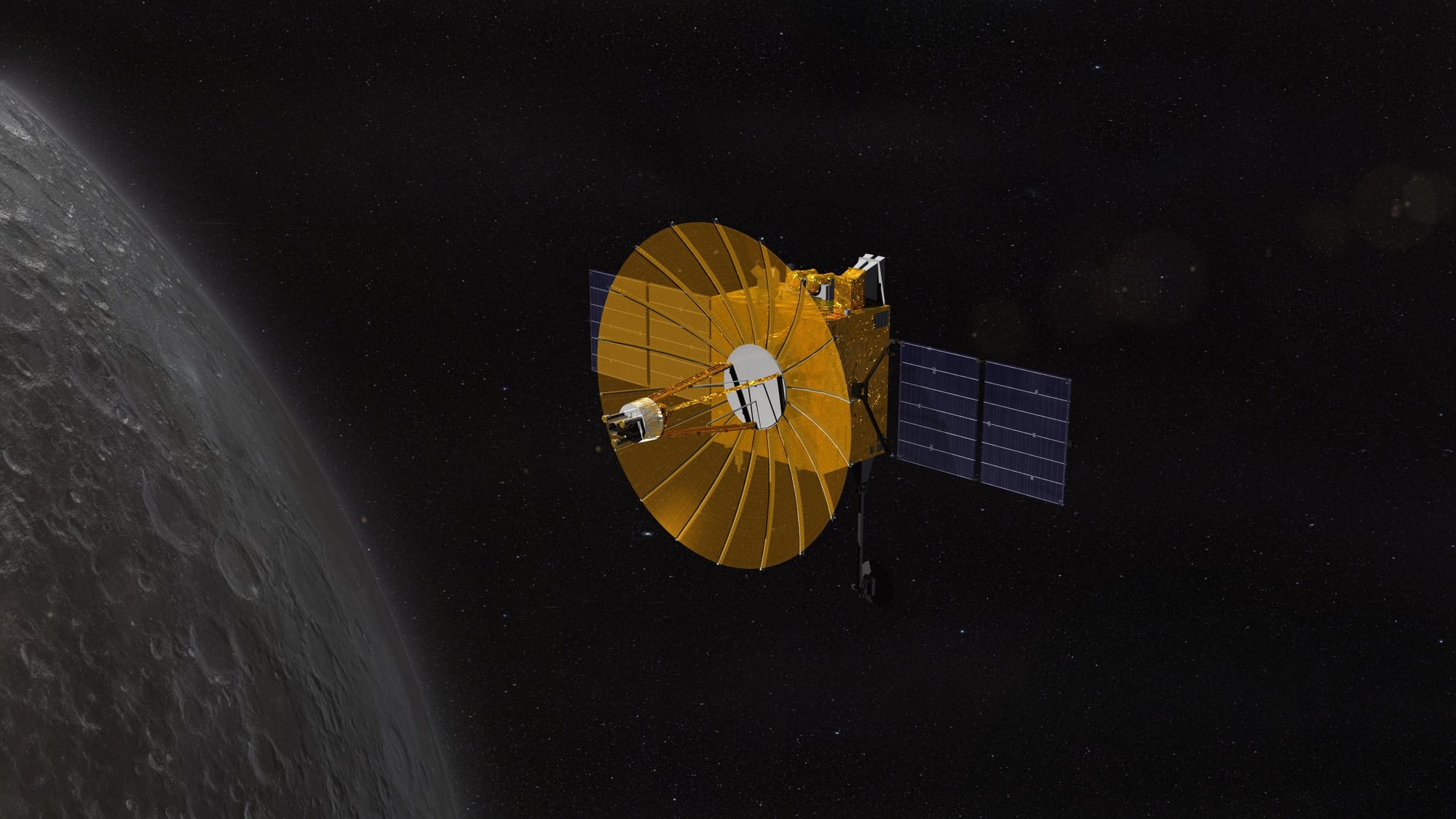 A render of the Queqiao-2 satellite near the Moon.