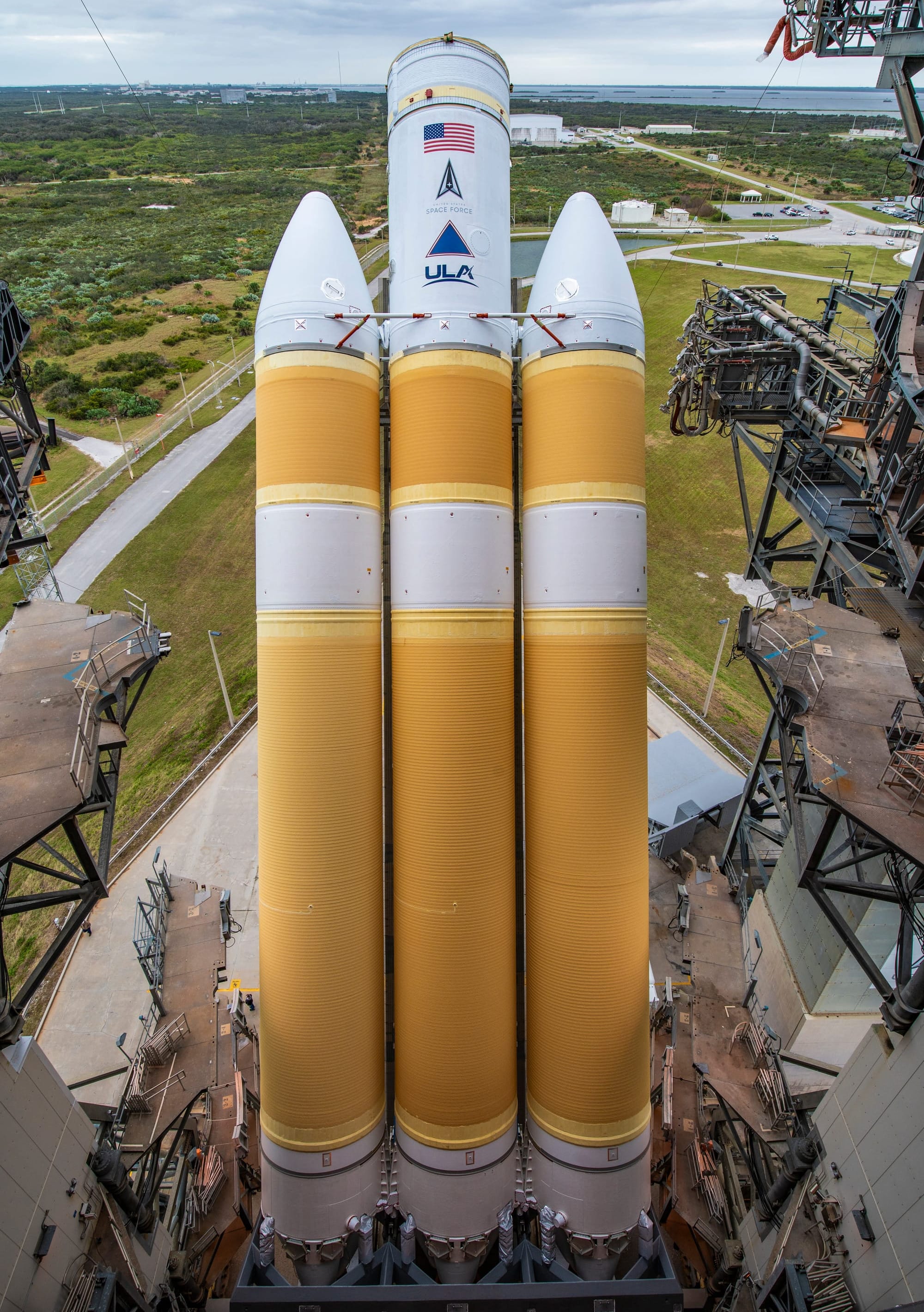The Delta IV Heavy being moved to a vertical position ahead of the NROL-70 mission. ©United Launch Alliance 