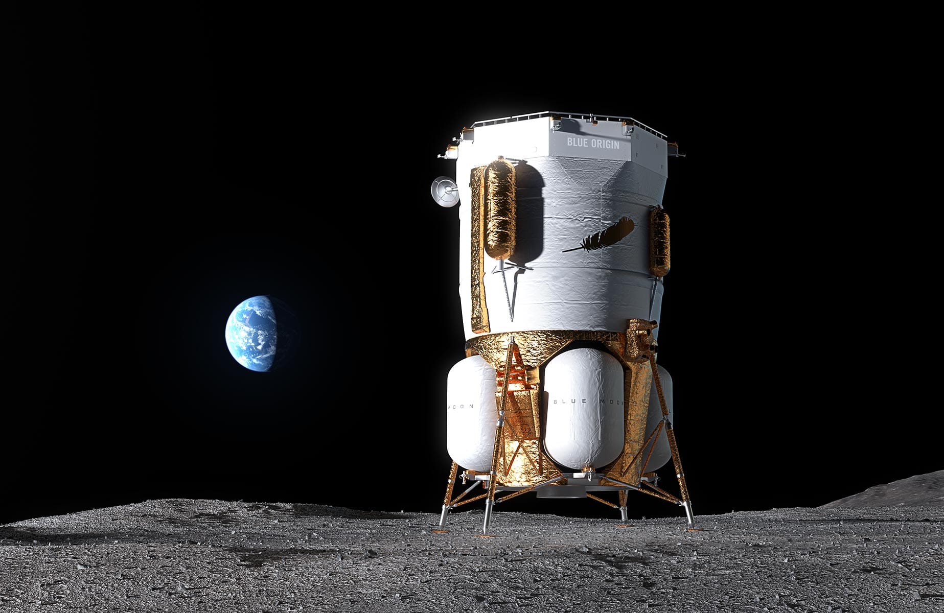 A render of the Blue Moon Mark 1 lunar lander. ©Blue Origin