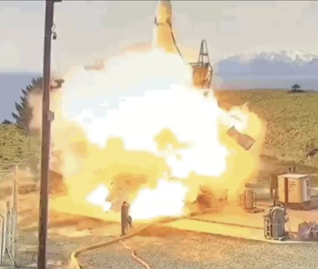 Astra's Rocket 3 vehicle exploding on its launchpad at the Pacific Spaceport Complex, in Alaska. ©Tech Crunch