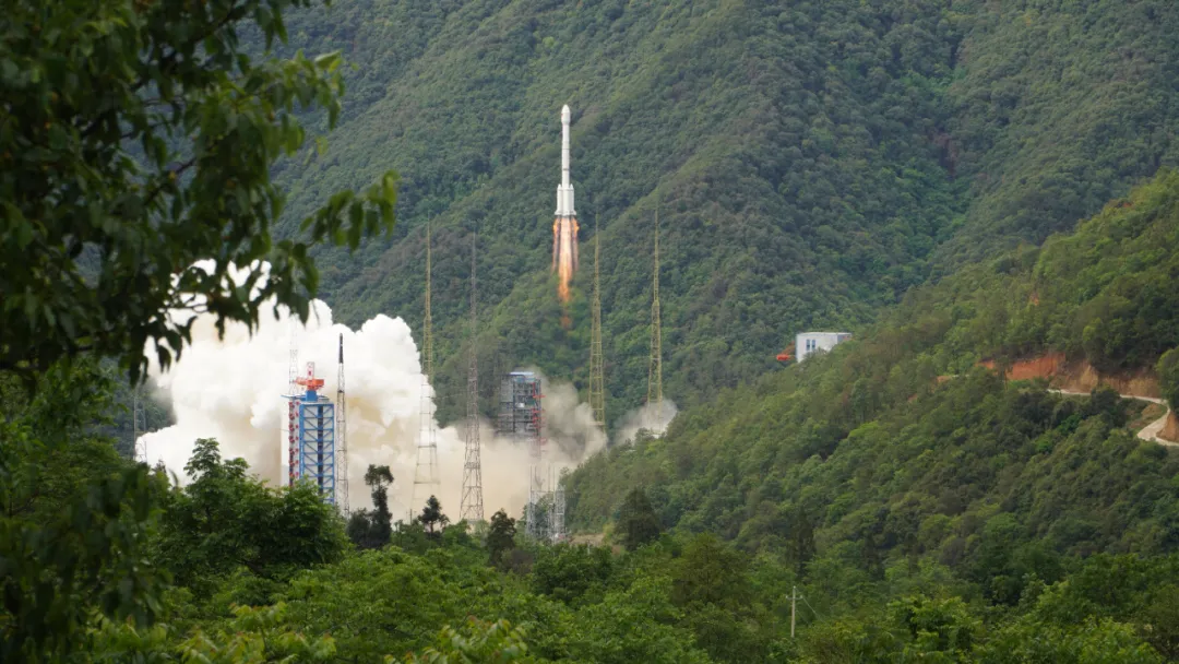 The Long March 3B/E Y97 vehicle lifting off from the Xichang Satellite Launch Center.