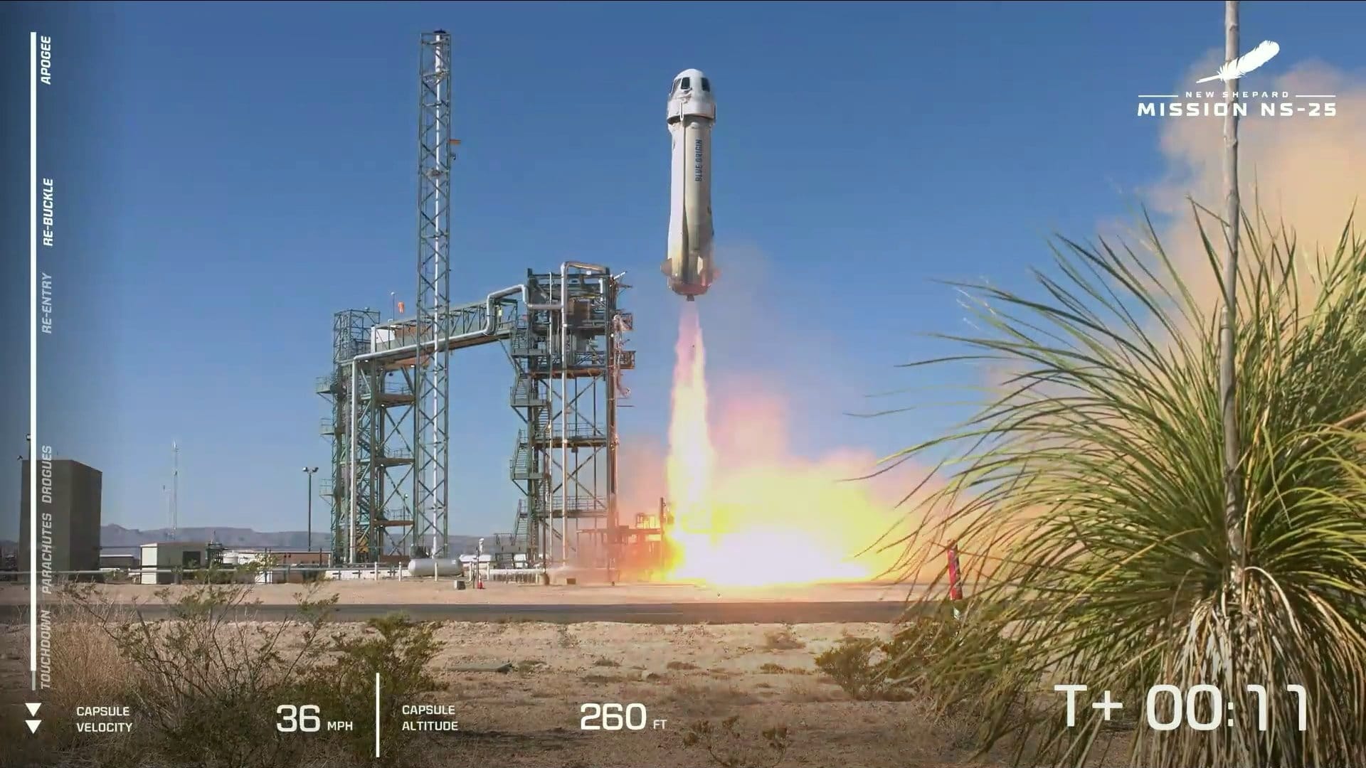 New Shepard lifting off for the NS-25 mission. ©Blue Origin
