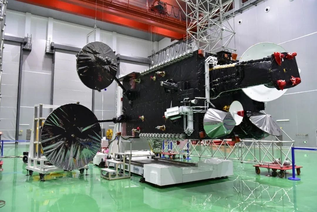 Paksat-MM1R in a cleanroom ahead of launch.