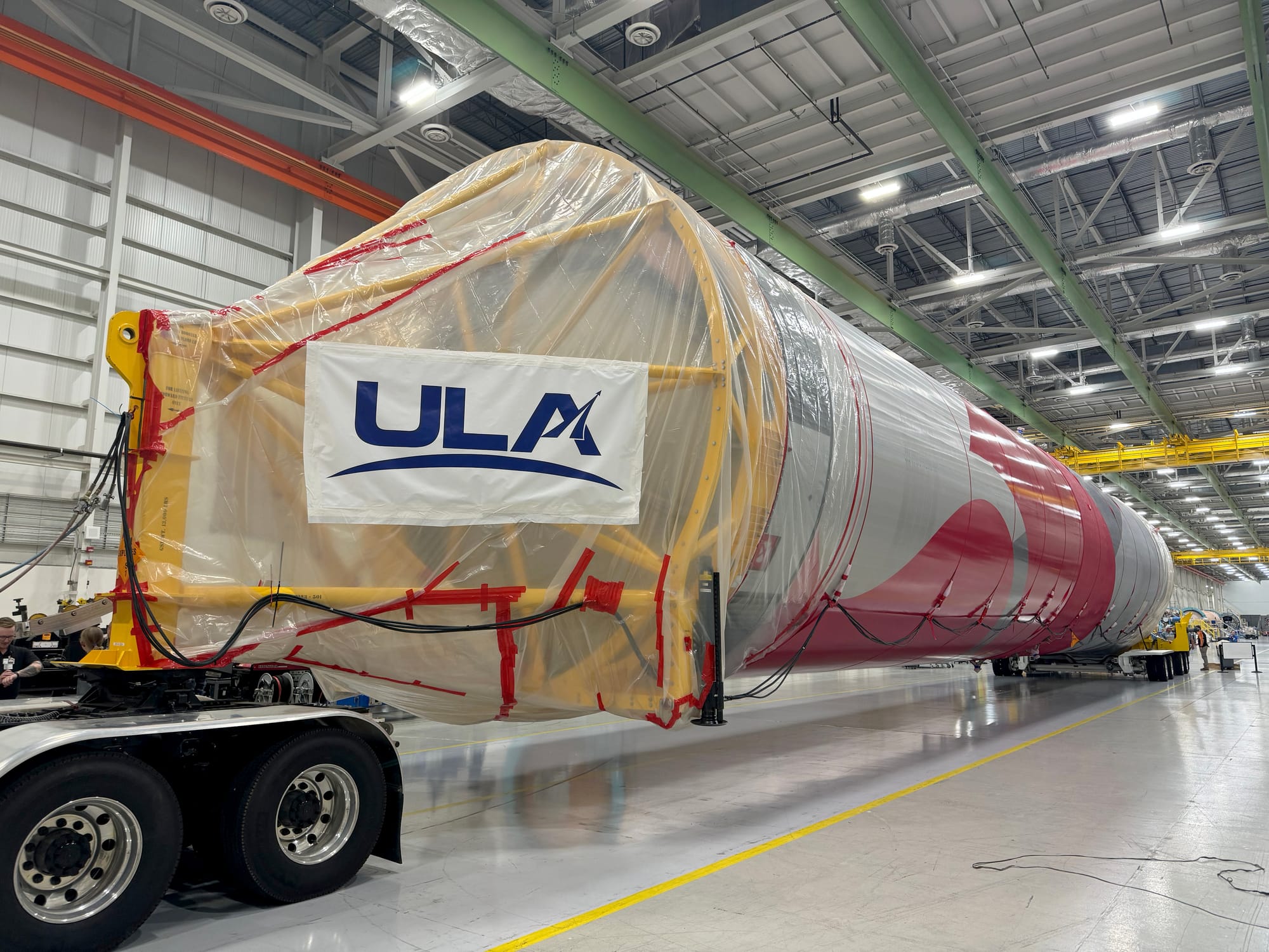 The Vulcan Cert-2 mission booster ahead of departure from United Launch Alliance's factory in Decatur, Alabama. ©United Launch Alliance