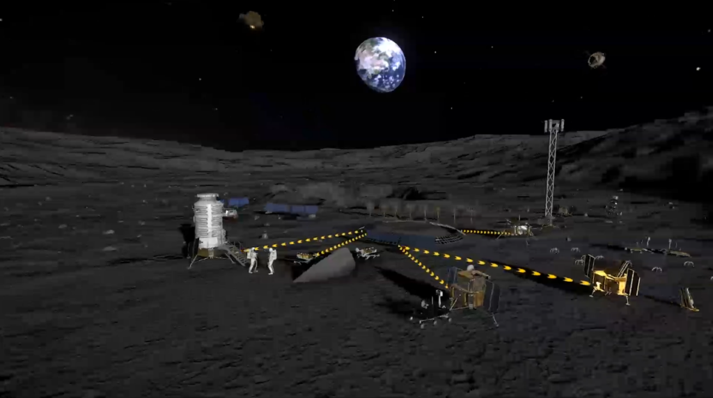 An artistic render of the International Lunar Research Station. ©China National Space Administration/China Central Television.