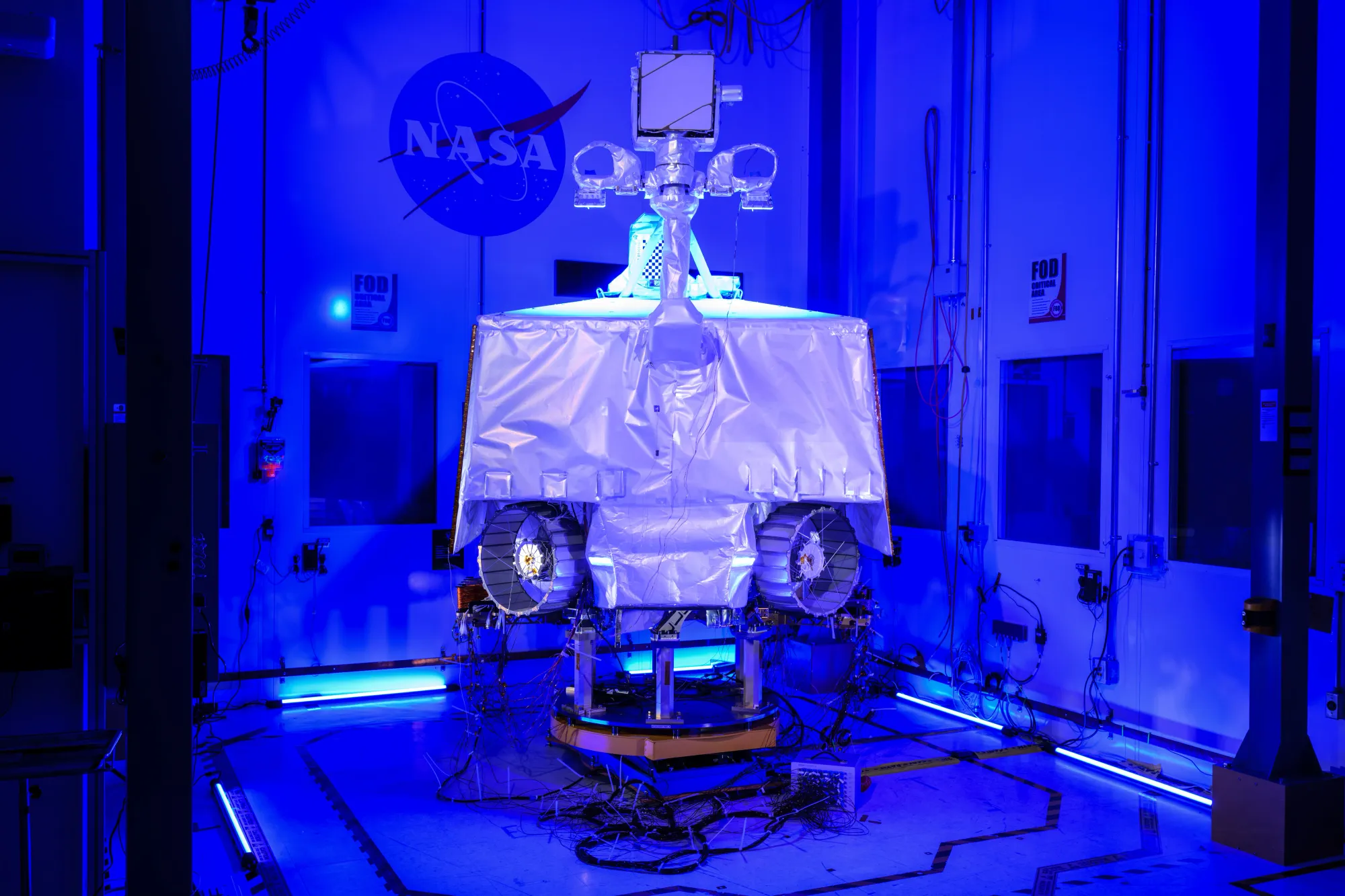 VIPER inside a cleanroom at the Johnson Space Center. ©NASA