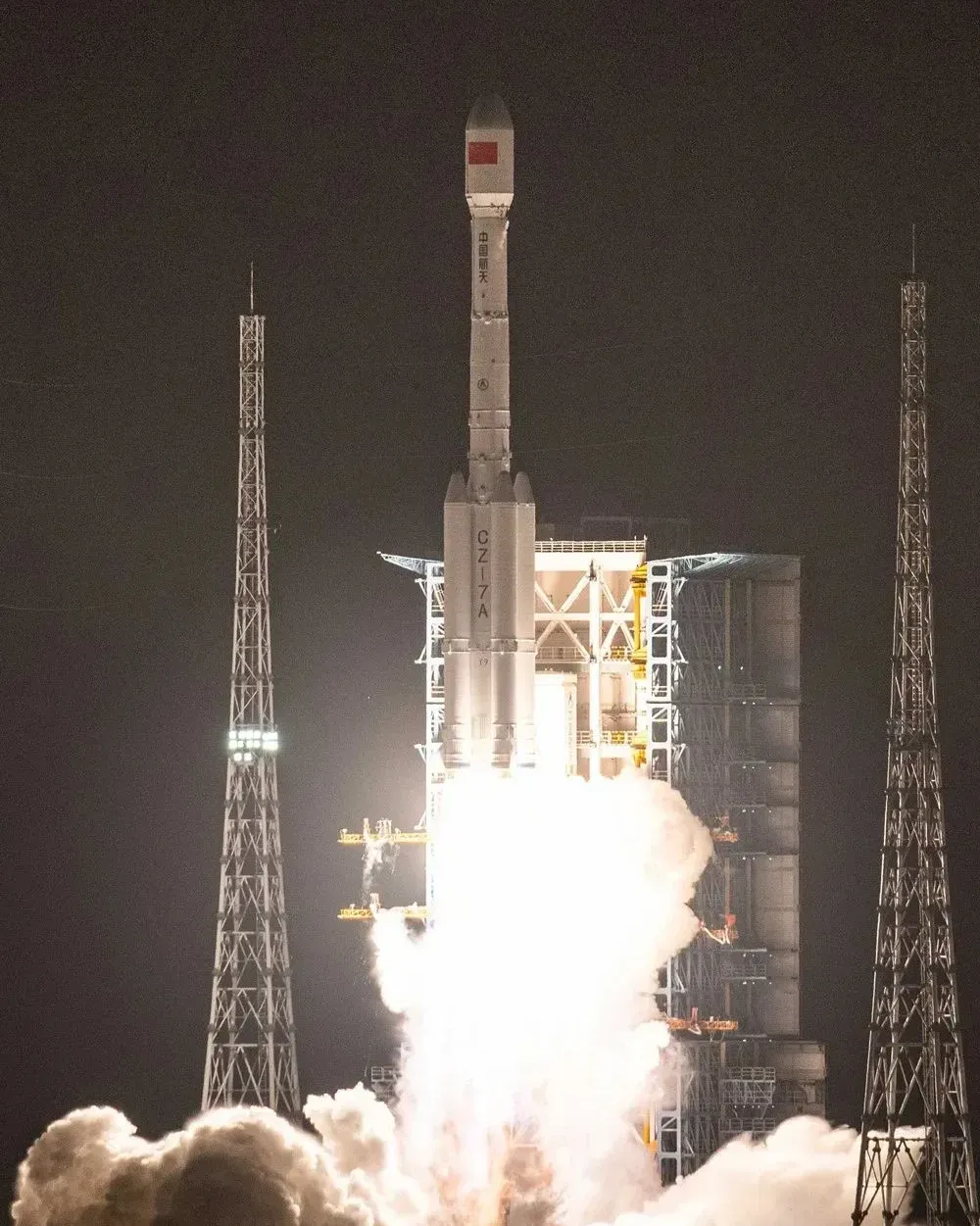 The Long March 7A Y9 vehicle lifting off from the Wenchang Space Launch Site.