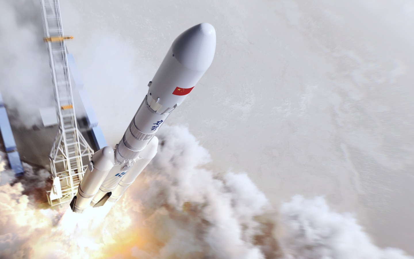 A render of CAS Space's Kinetica-2 rocket lifting off from its launch pad. ©CAS Space