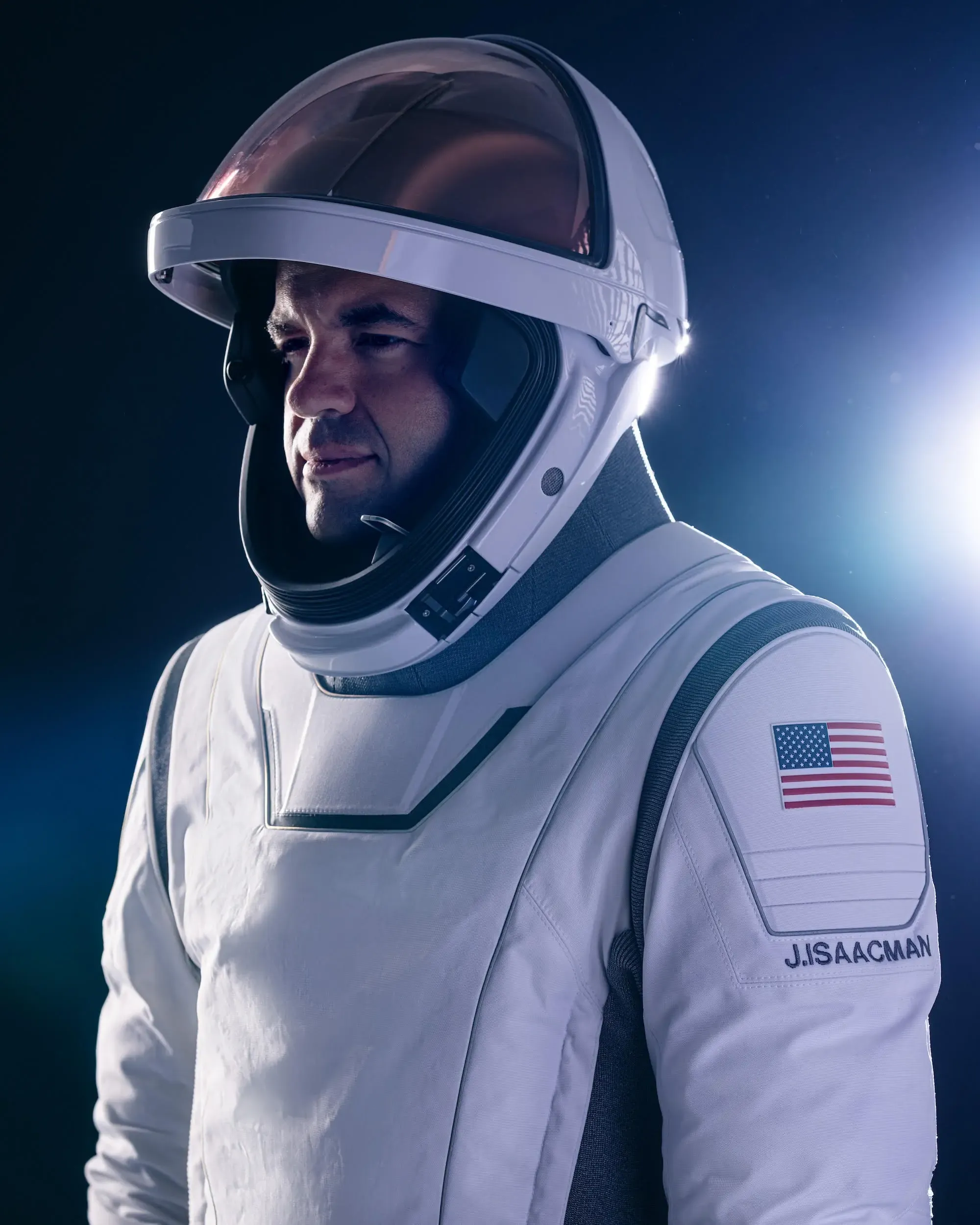 Jared Isaacman in his Polaris Dawn spacesuit. ©Polaris Program