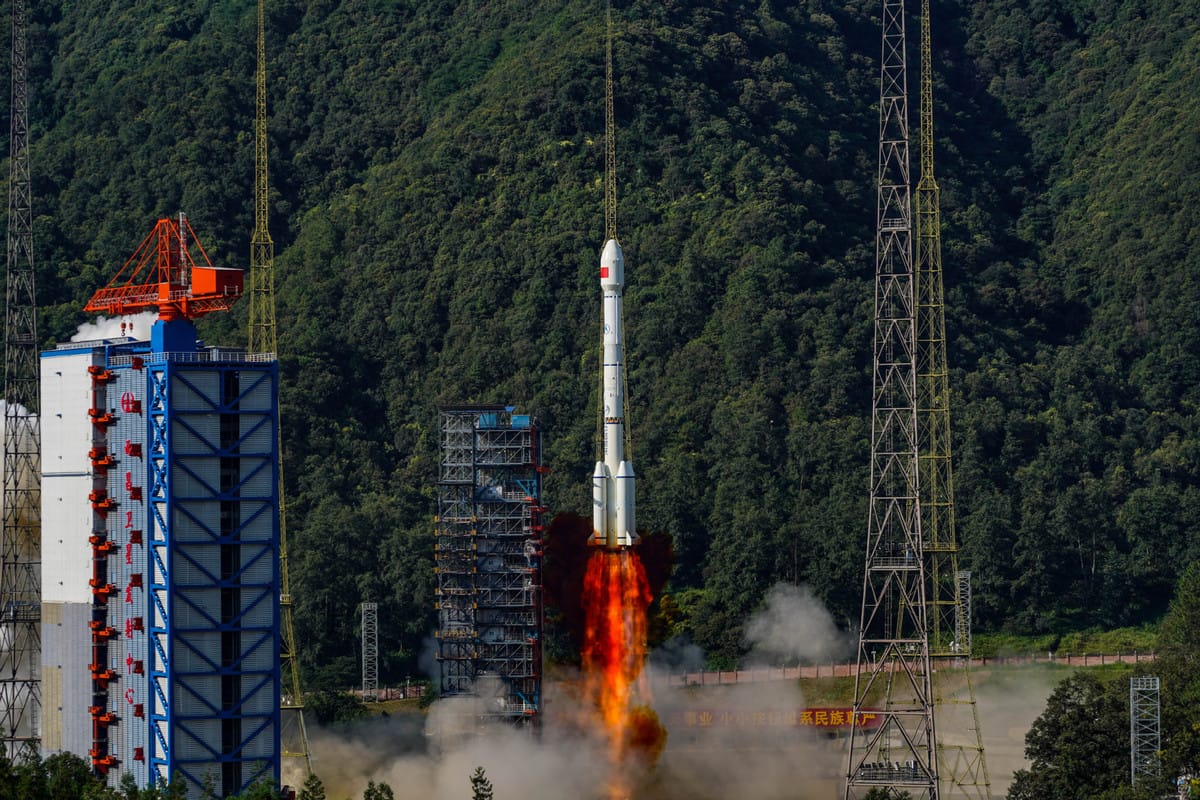 The Long March 3B/E Y80 vehicle lifting off from the Xichang Satellite Launch Center.