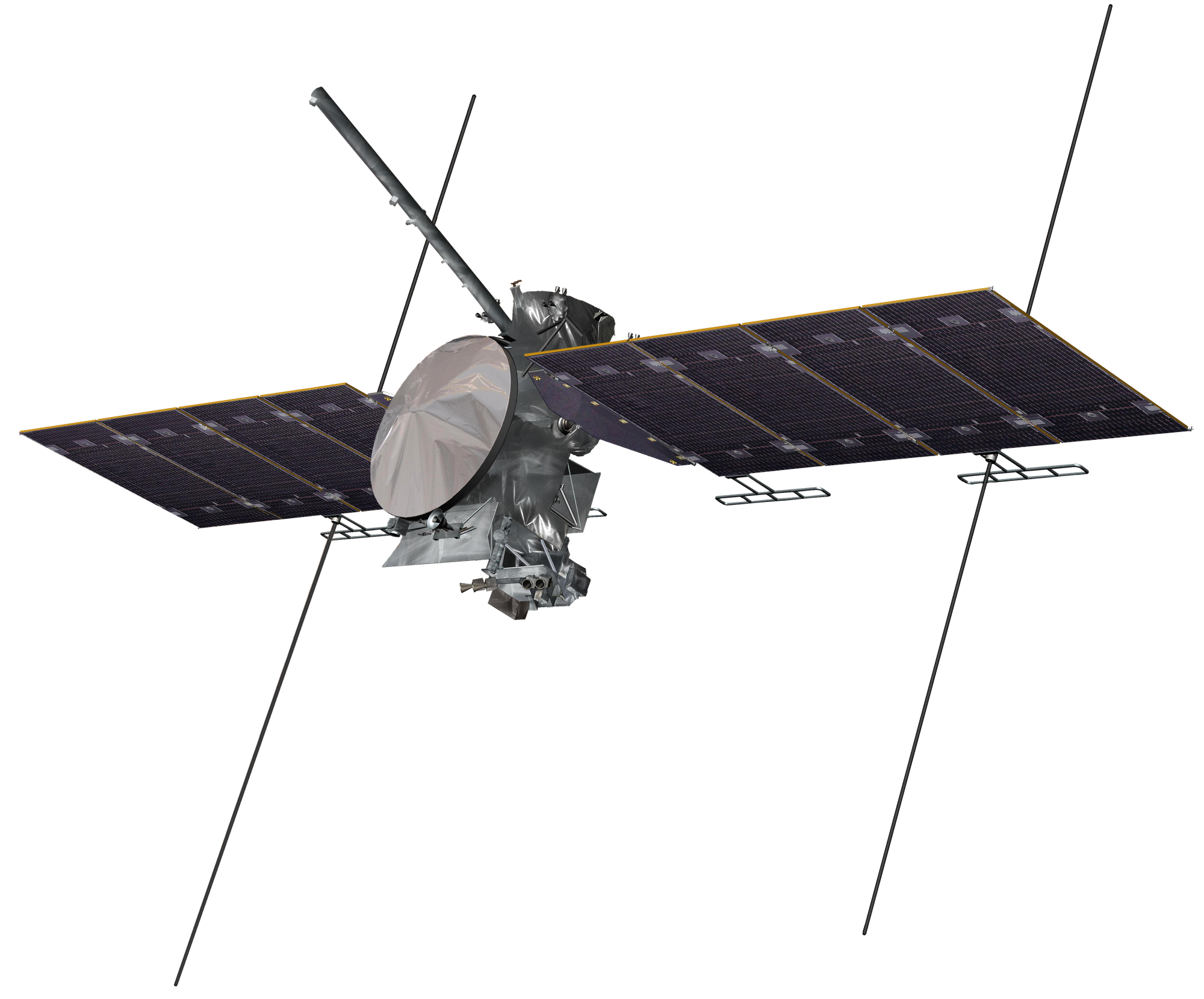 A render of the Europa Clipper spacecraft with its instruments and solar panels deployed. ©NASA/Jet Propulsion Laboratory