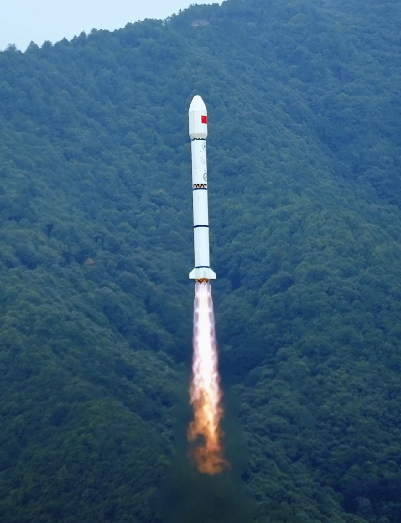 A Long March 2C during first-stage flight after lifting off from the Xichang Satellite Launch Center.