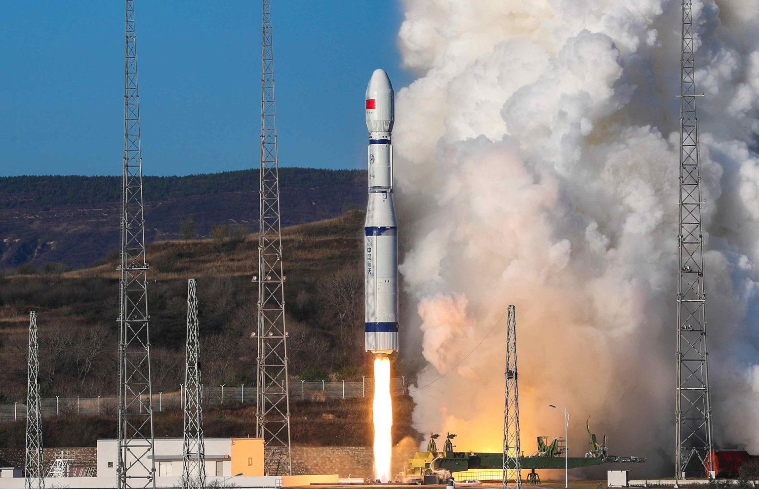 A Long March 6 lifting off from Launch Complex 16 at the Wenchang Space Launch Site.