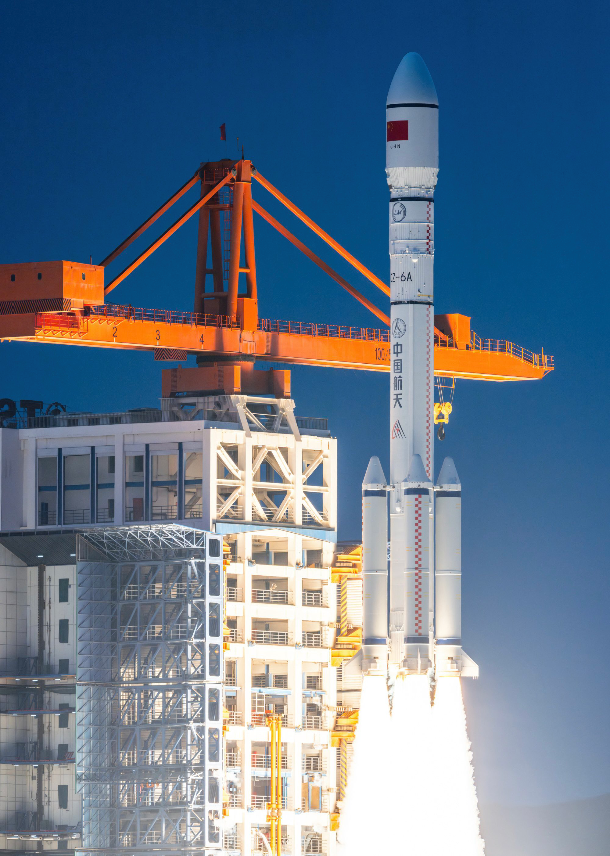 A Long March 6A lifting off from Launch Complex 9A at the Taiyuan Satellite Launch Center.