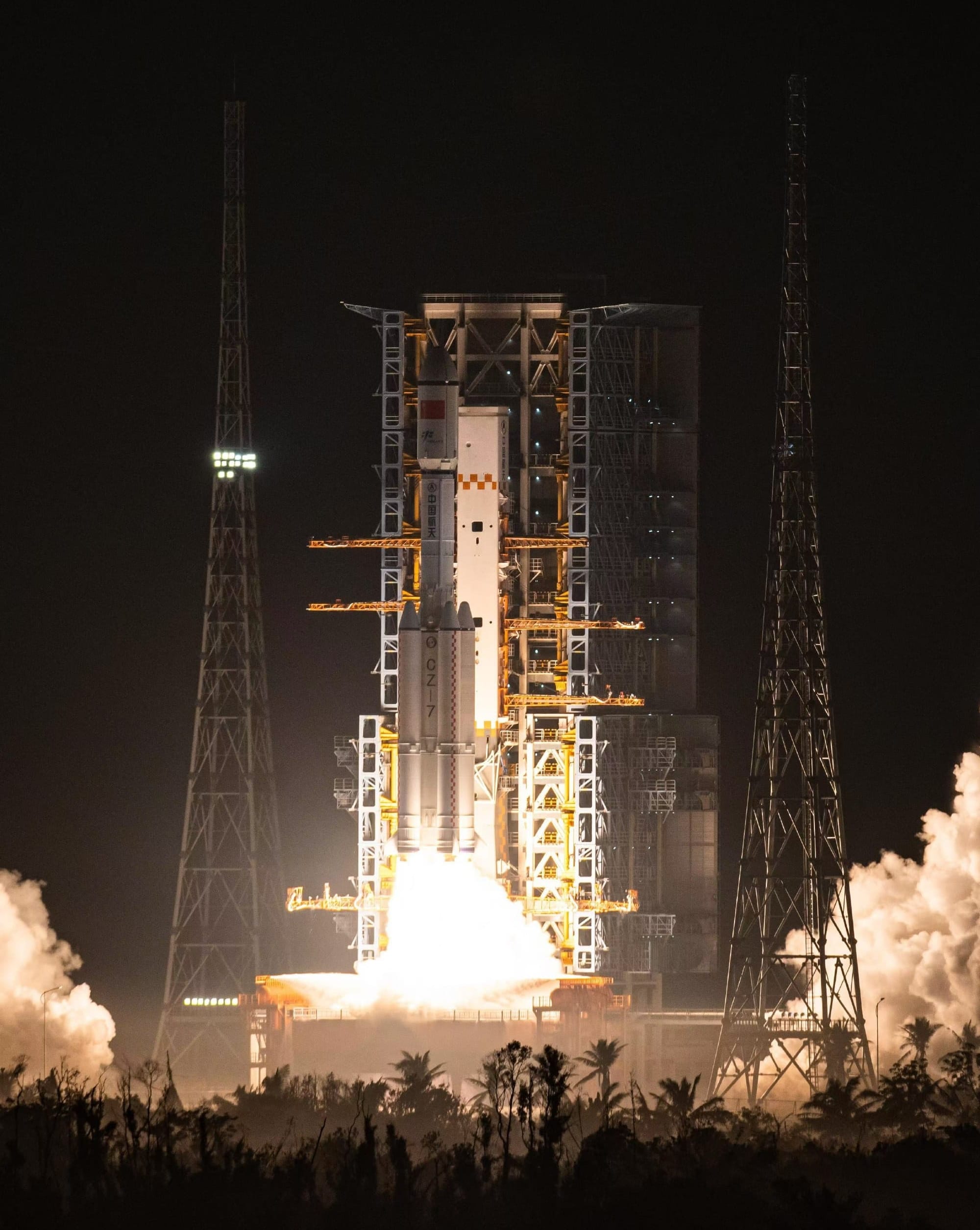 The Long March 7 Y9 vehicle lifting off from Launch Complex 201 for the Tianzhou-8 mission.