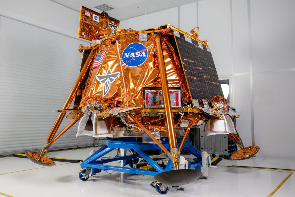 FIrefly's Blue Ghost lunar lander after it completed environmental testing. ©Firefly Aerospace