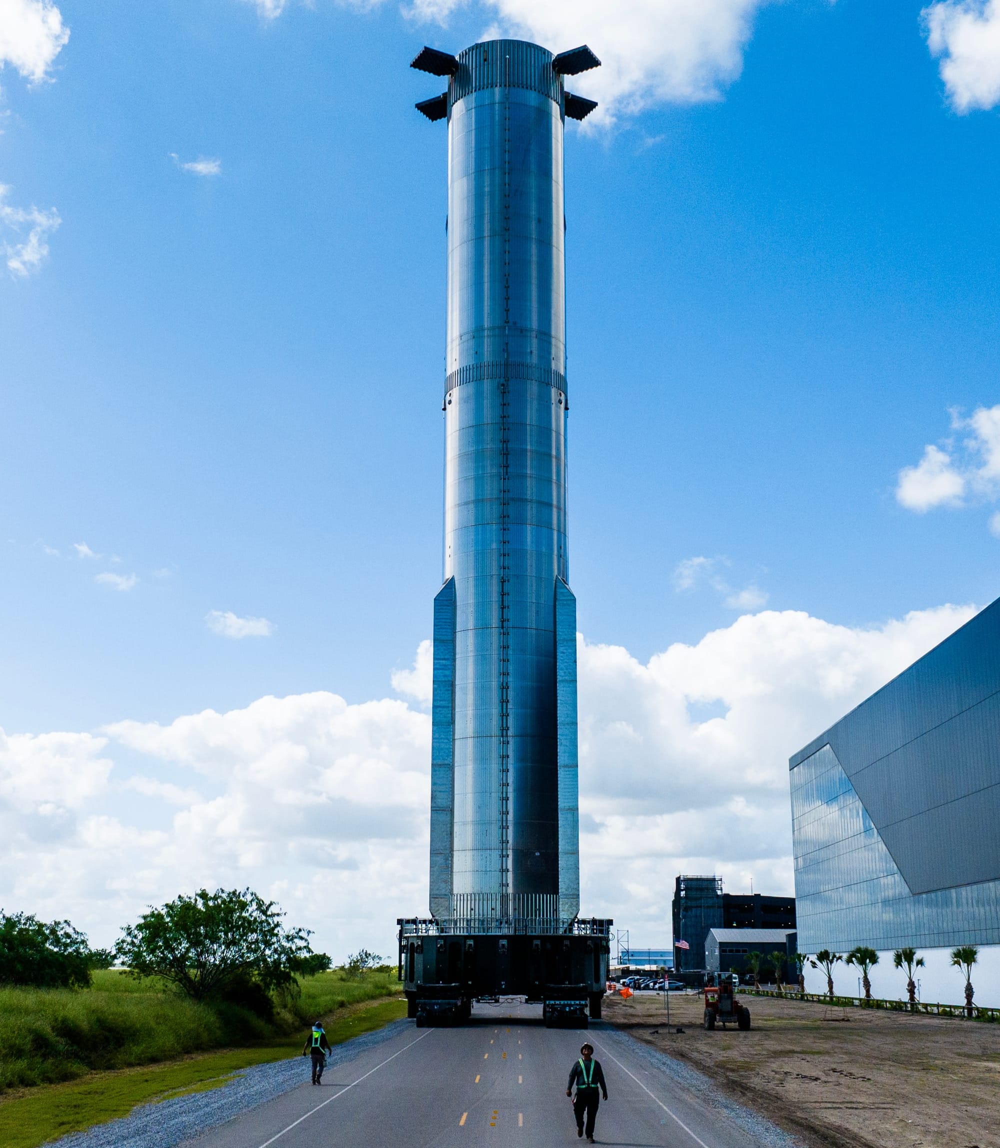 Booster 13 during transportation to SpaceX's launch site in south Texas. ©SpaceX