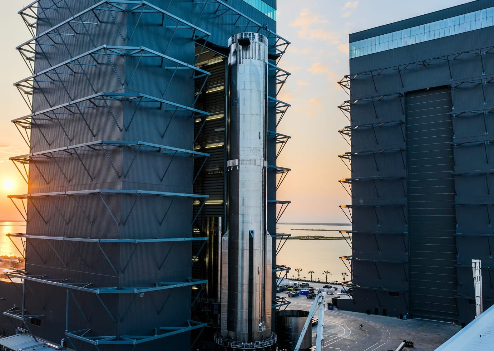 Booster 13 during rollout from the production site in mid-November. ©SpaceX