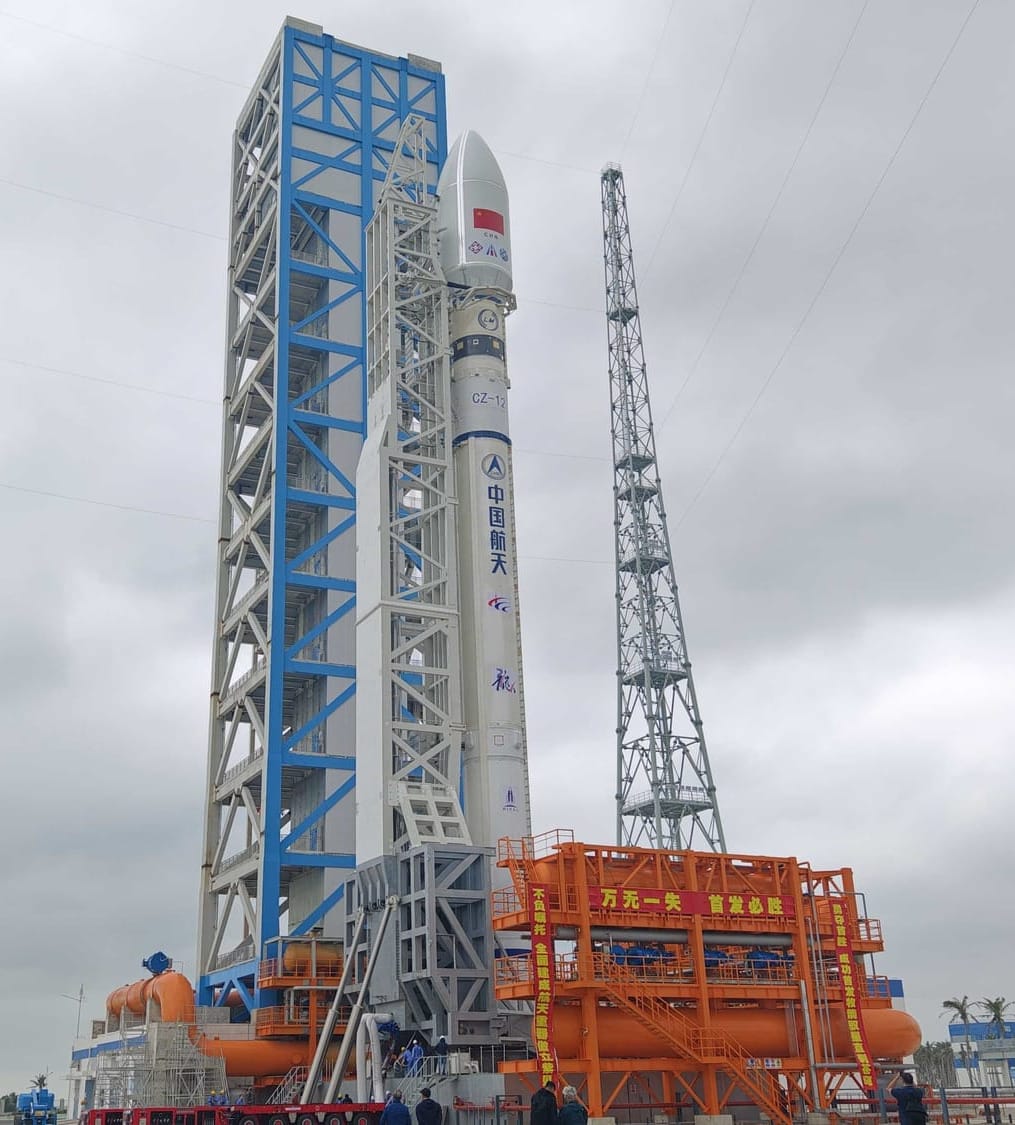 The Long March 12 Y1 vehicle at Commercial Launch Pad 2 ahead of its debut mission on November 30th. ©Shanghai Academy of Space Technology/CCTV