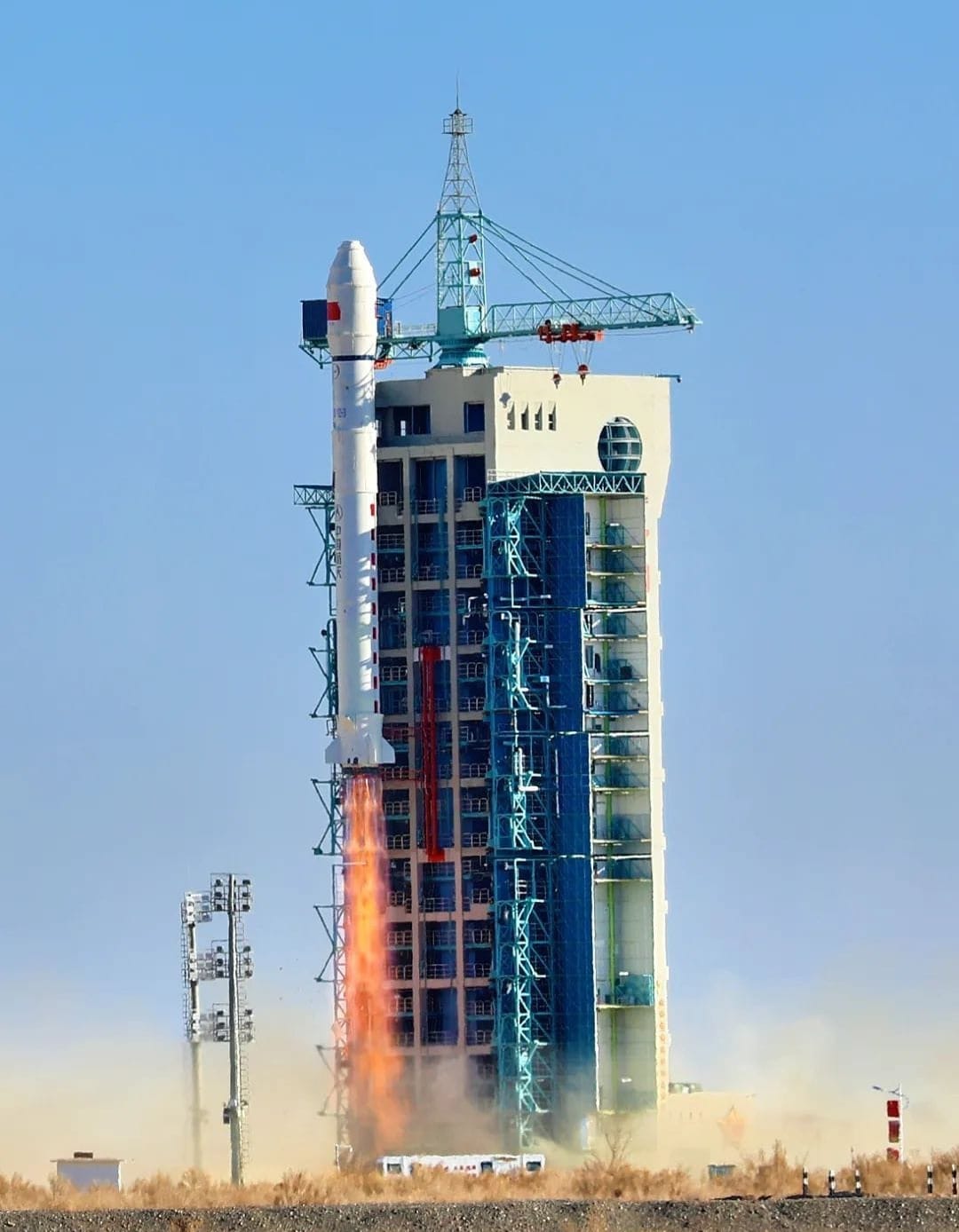 The Long March 2D Y60 vehicle lifting off from Launch Area 4 at the Jiuquan Satellite Launch Center.