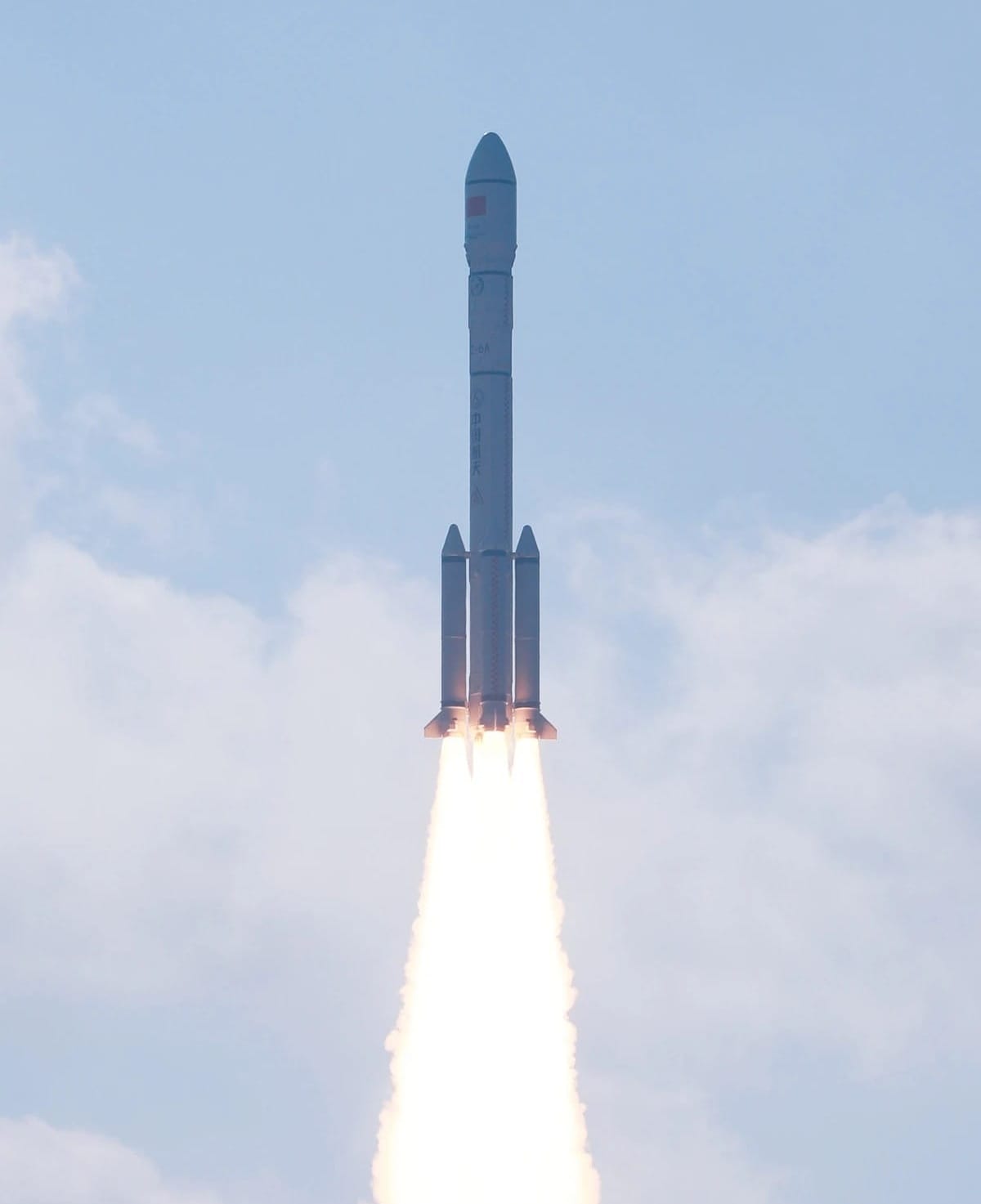 The Long March 6A Y22 vehicle during first-stage flight.