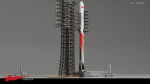A render of Zhuque-3 on a launch pad. ©LandSpace