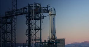 New Shepard on its launchpad ahead of the NS-28 mission. ©Blue Origin